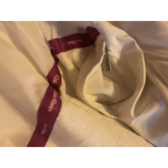 Calvin Klein S Duck Down Puffer White Jacket Full Zip Pockets Faux Fur Lining - Picture 7 of 7